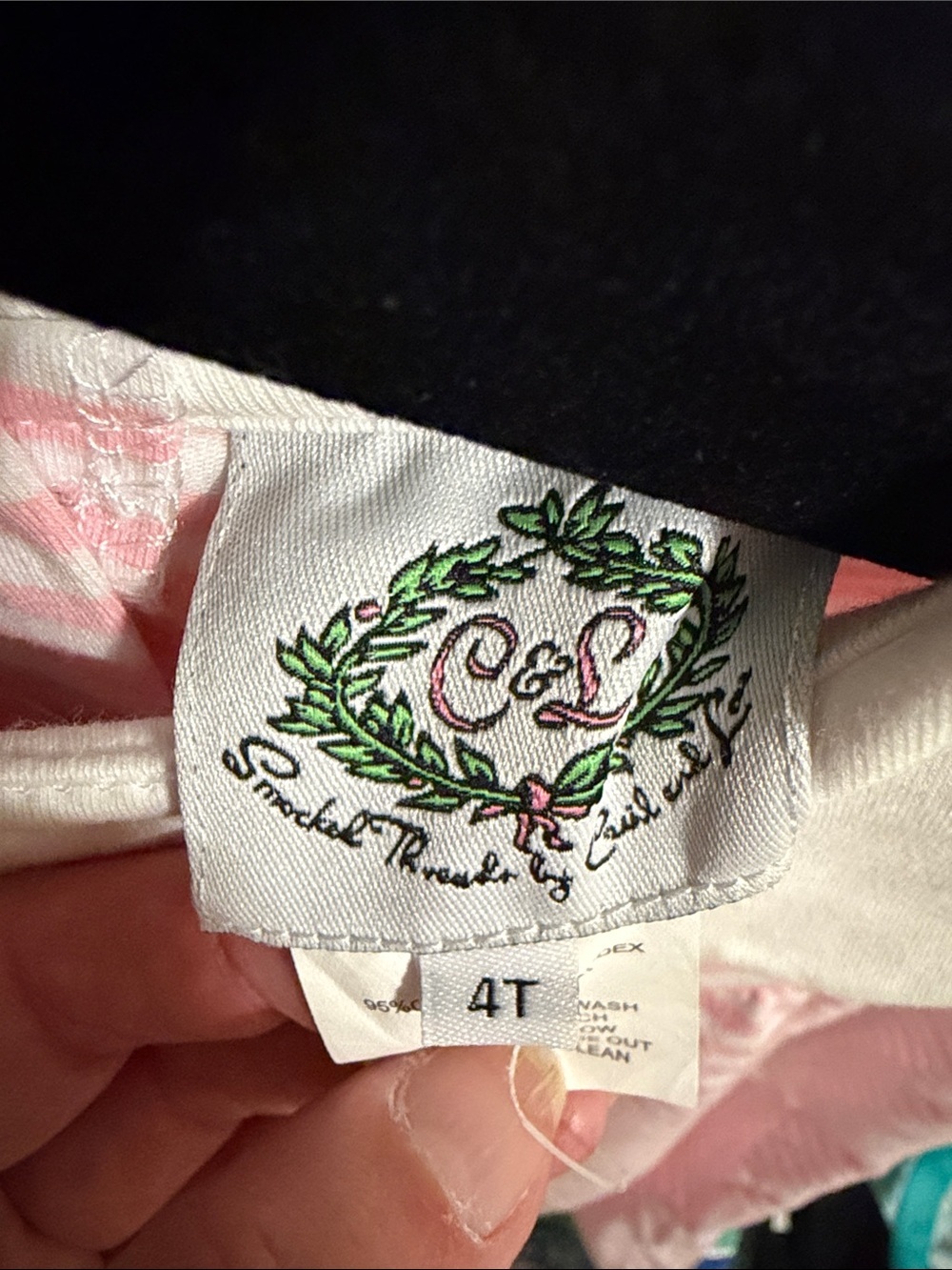 Cecil and Lou Pink Striped Long Sleeve Dress Scalloped Monogram S - Size 4t - Picture 2 of 4
